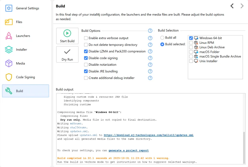 Screenshot of install4j