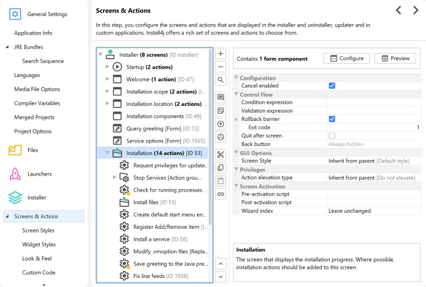 Screenshot of install4j