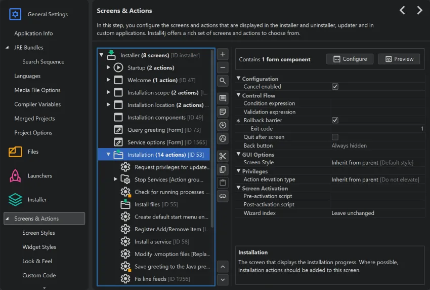 Screenshot of install4j